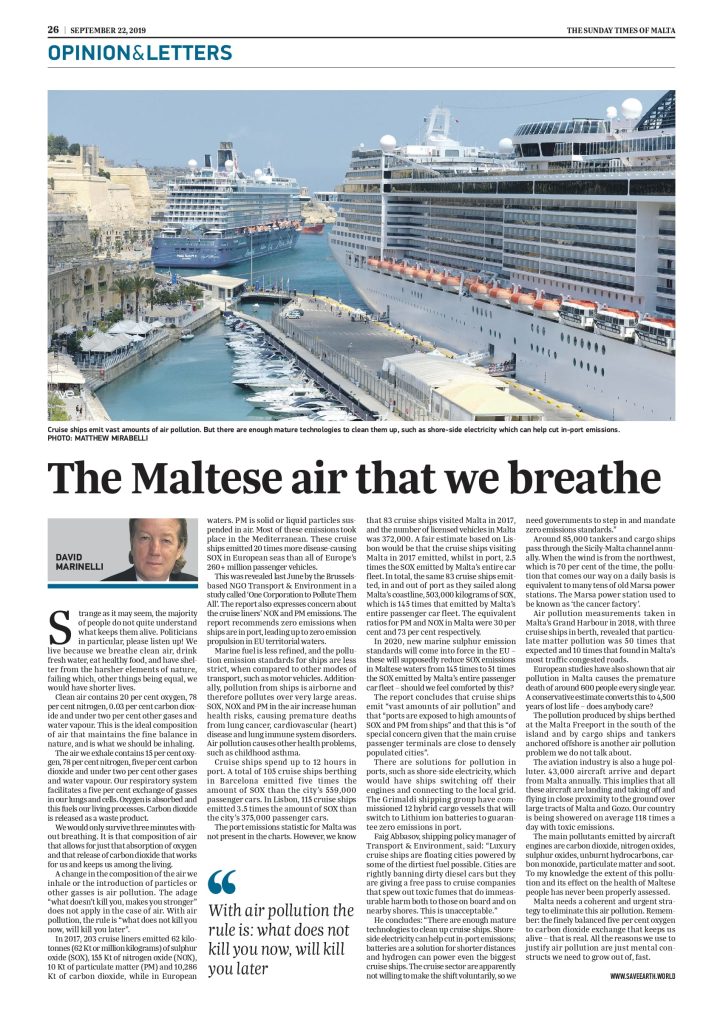 Turismo sostenibile a Malta, alcuni articoli sul giornale