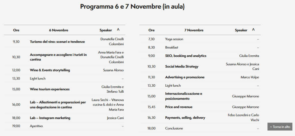 Programma del WTDC Wine Tourism Digital Camp del 6 e 7 Novembre a Oristano